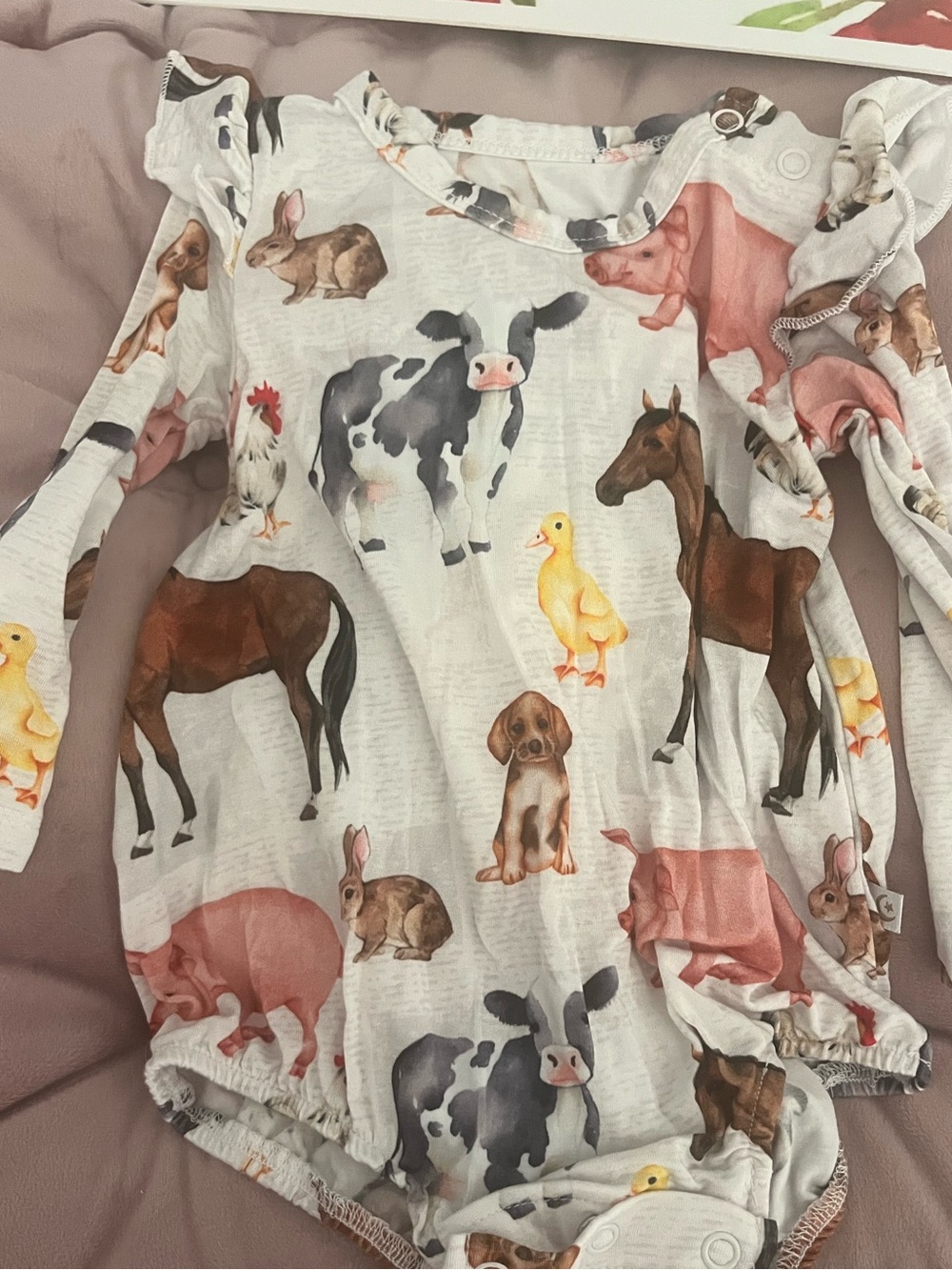 Cute Farm Animal Print Kids One-Piece Romper in White